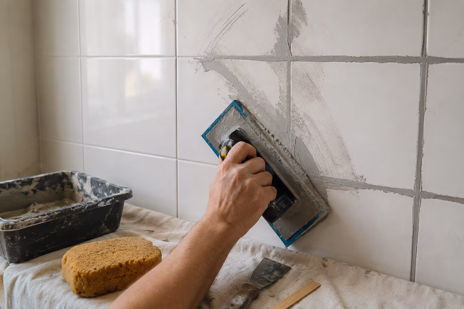 Banyo Fugası Yenileme: Eski Fugayı Temizleme - Yeni fuga uygulama bolumunu gosteren detayli hobi gorseli