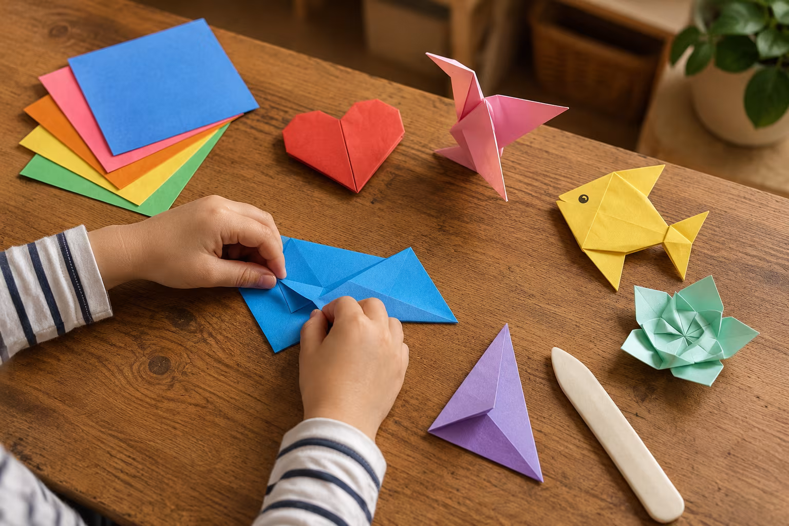 Origami Başlangıç: İlk Katlamalar - Çocuk eğitiminde origami bolumunu gosteren detayli hobi gorseli