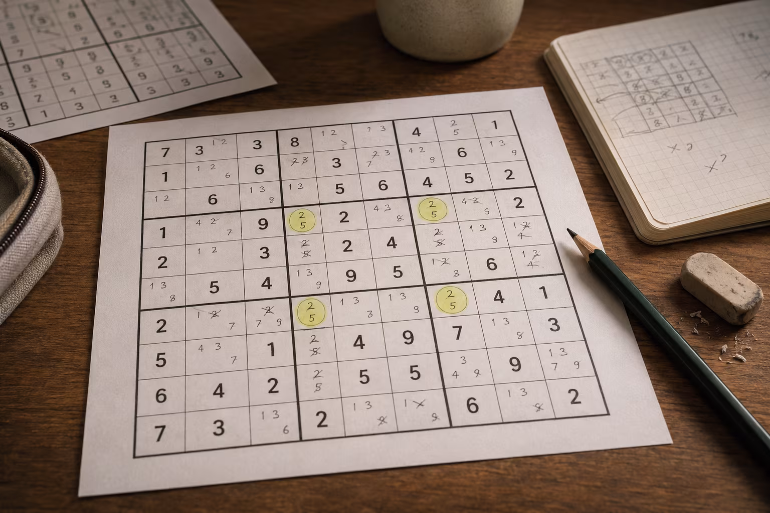 Sudoku Zorluk Seviyesi Atlama Teknikleri - X-Wing bolumunu gosteren detayli hobi gorseli
