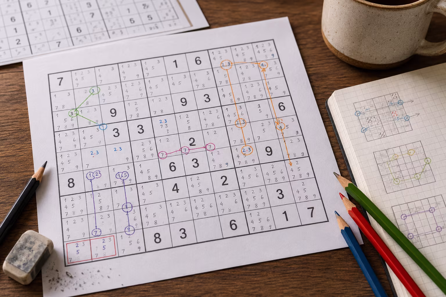 Sudoku Zorluk Seviyesi Atlama Teknikleri - İleri Teknikler bolumunu gosteren detayli hobi gorseli