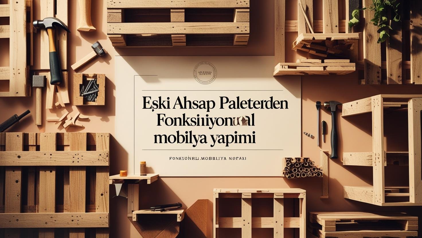 Ahşap paletlerle yapılmış fonksiyonel mobilya tasarımı.