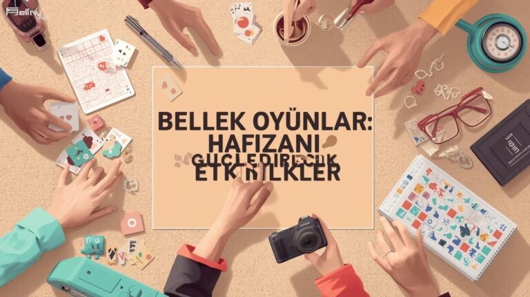 Bellek oyunları kapak görseli, kartlar ve bulmacalar ile masa başında oyun oynayan kişi