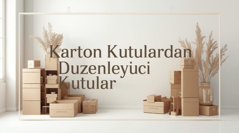 Karton kutulardan yapılmış düzenleyici kutular için minimalist kapak görseli.